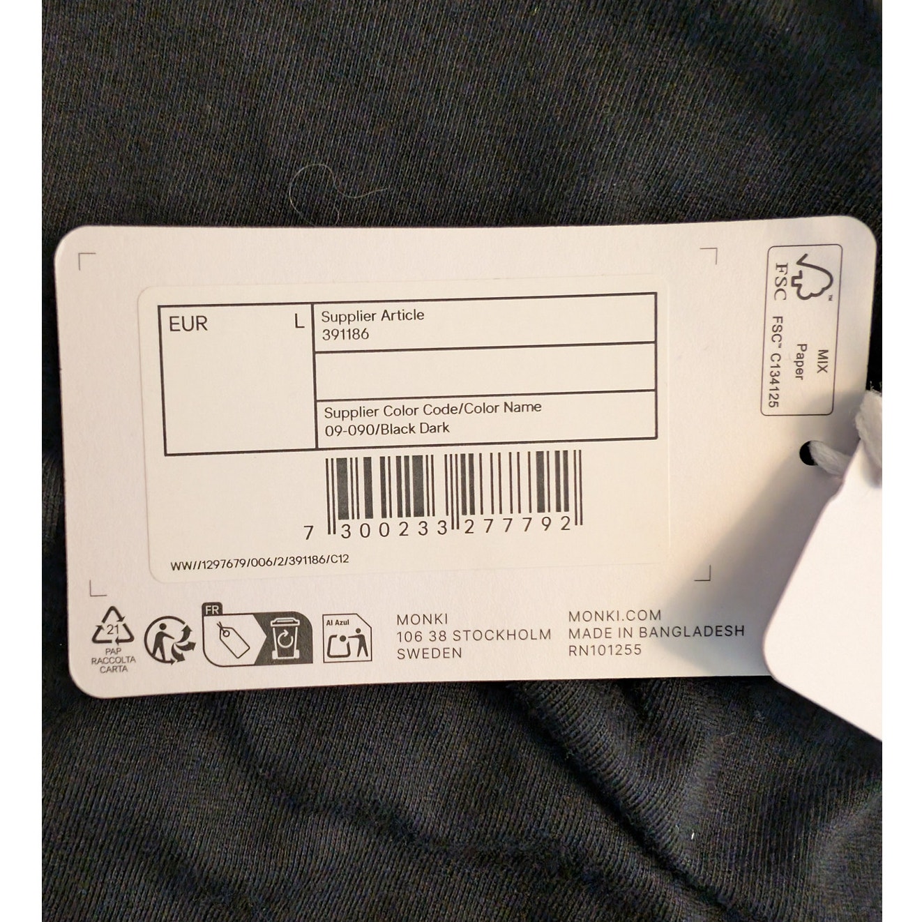 Monki Black Long Sleeve Shirt Large — image 8 of 8